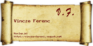 Vincze Ferenc névjegykártya